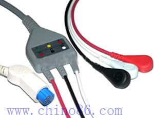 one piece three lead ECG cable with leadwire